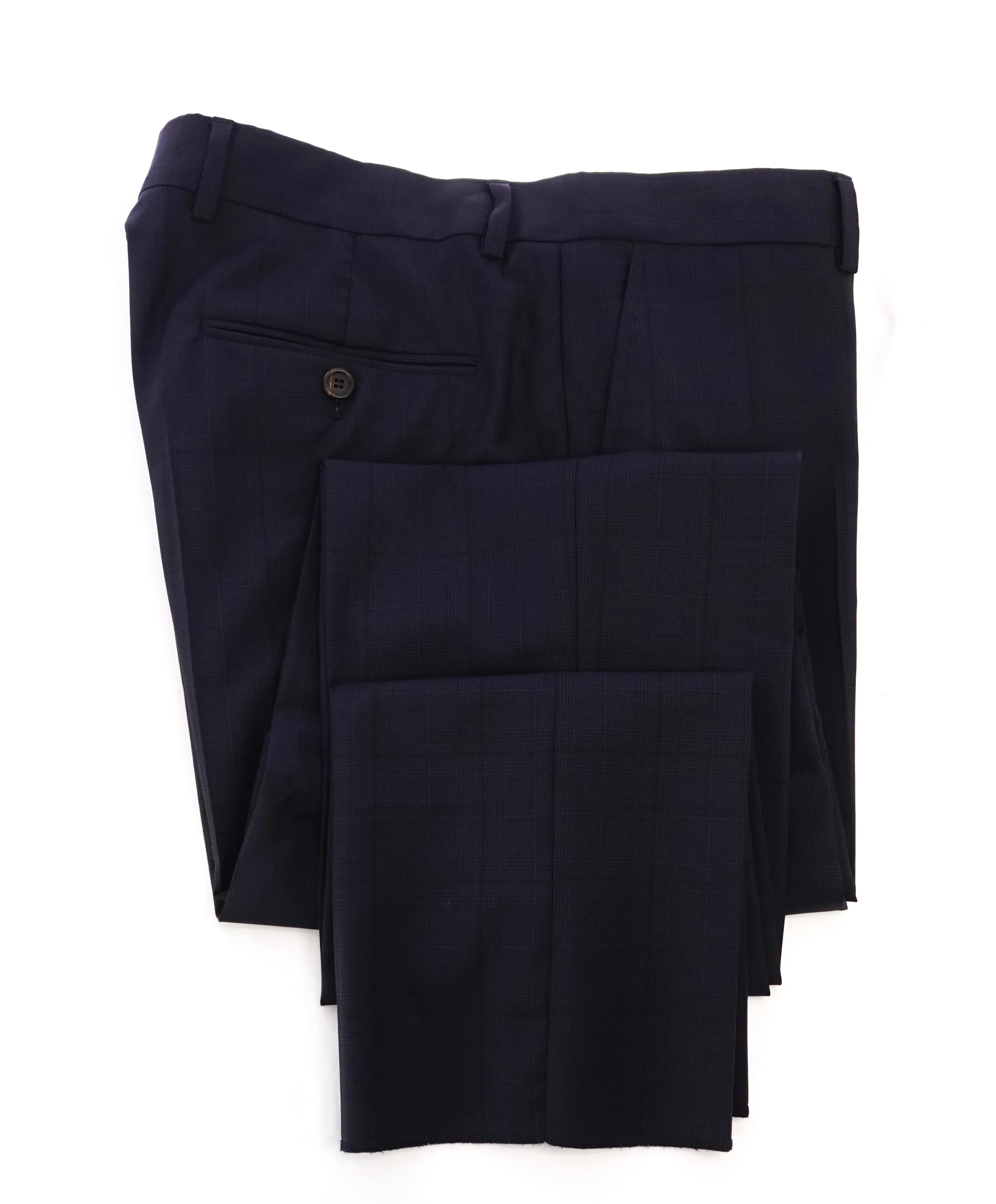 BRUNELLO CUCINELLI - Blue Windowpane Check Flat Front Pants - 34W