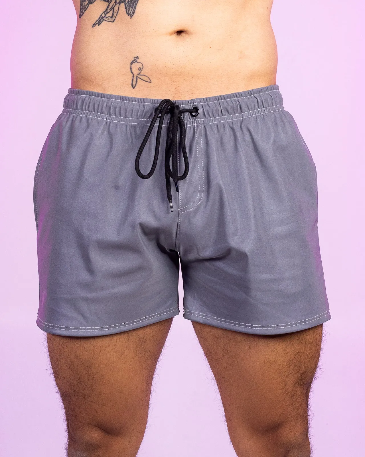 Silver Flash Reflective Drawstring Shorts